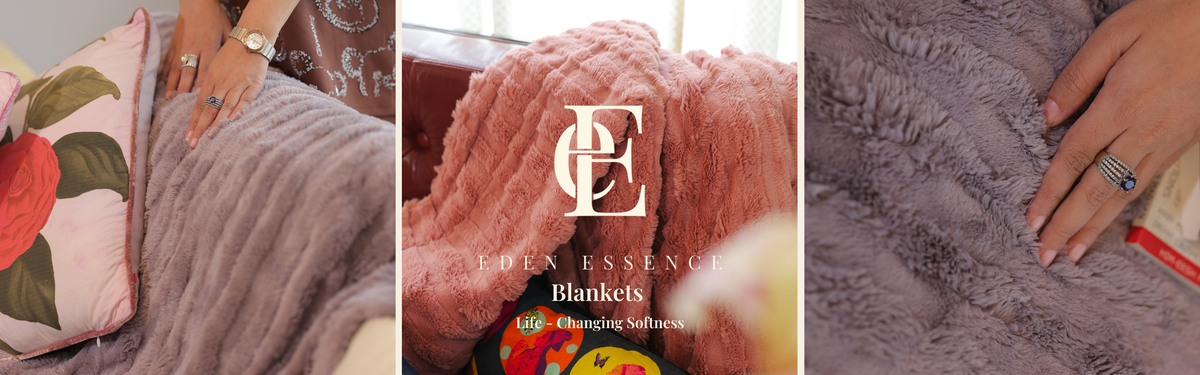 Hugs Fur reversible teddy-soft blanket in mauve, styled on a cream sofa